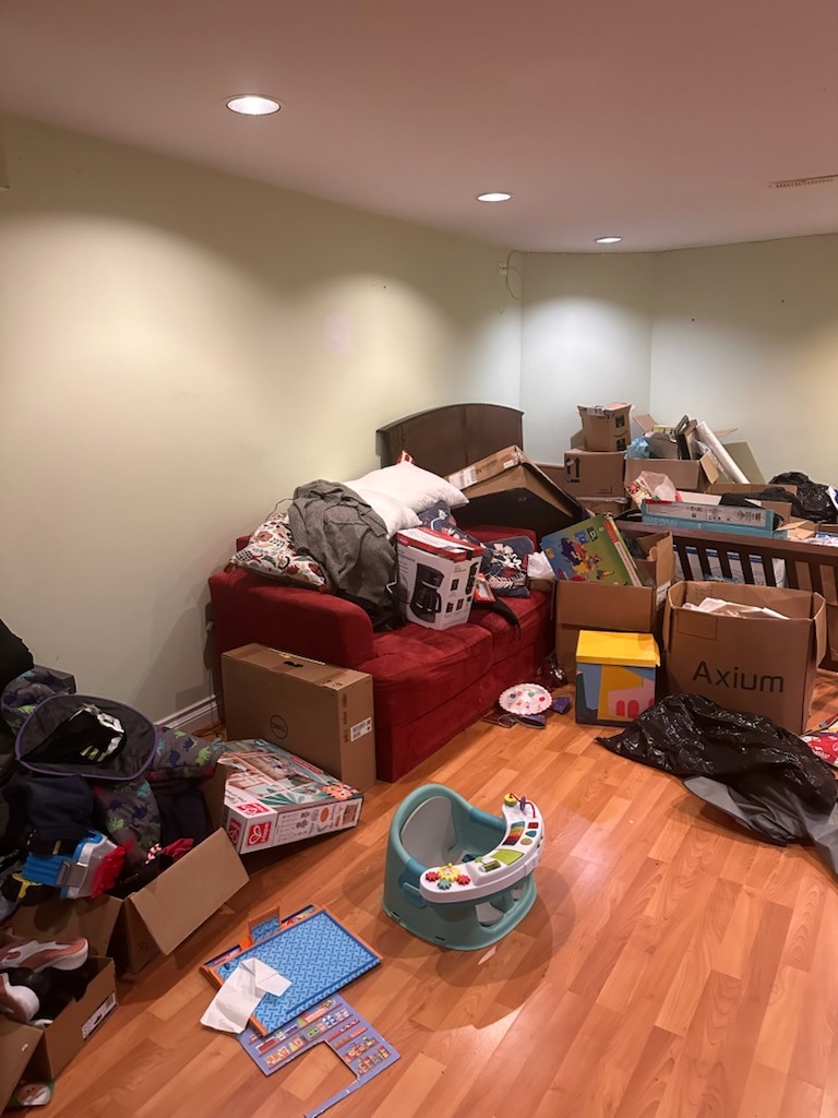 Before basement decluttering service in Ajax
